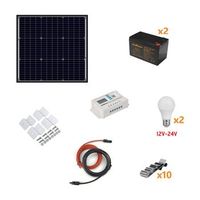 kit fotovoltaico autonomo 110w - kit con panel solar controlador de carga proyector y accesorios de instalacion