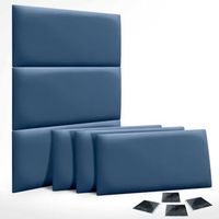 dhome juego de 6 paneles tapizados de pana premium pack autoadhesivos para pared acusticos absorbentes proteccion impactos azul 50x40cm x6