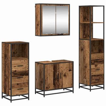 Juego De Muebles De Baño 4 Uds. Madera Vieja Vidaxl