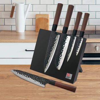 Bloque de 5 cuchillos de cocina acero inoxidable negro