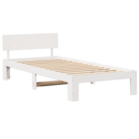 cama individual  estructura de cama con cabecera blanca 90x190 cm madera de pino cfw64073