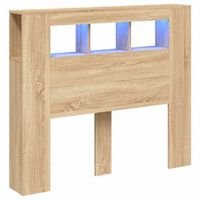 cabecero cama led  panel de cabecera madera ingenieria roble sonoma 120x185x1035 cm