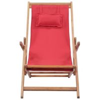 sillon de playa silla de playa plegable de tela y estructura de madera roja