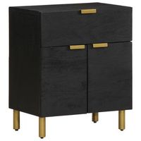 mesita de noche con cajon y compartimento con puerta 50 x 33 x 60 cm madera contrachapada negra dec034498