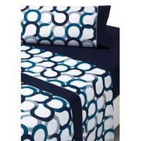 juego de sabanas estampadas aros - 4 piezas - cama 180 - azul - disponible en varios tamanos y colores