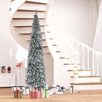 arbol de navidad de plastico metal homcom o70x270 cm verde y blanco