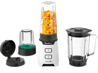 batidora de vaso - moulinex lm16l1 400 w 1 l 2 velocidades 4 cuchillas powelix incluye picadora y botella 06l blanco