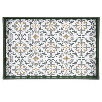 Bandeja verde, amarilla, blanca y azul 45x29 cm