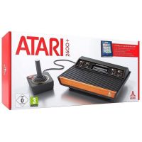 atari 2600 plus retro sobremesa negro naranja incluye joystick y cartucho 10 en 1