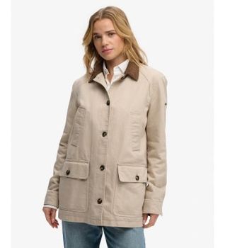 Superdry para mujer. W5012083A Chaqueta Estate Barn beige (XS), Casual, Algodón, Manga larga