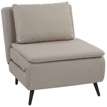 HOMCOM Sillón Convertible 1 Plaza, Sillón-Cama Clic-Clac 3 en 1 con Respaldo Regulable, Cojín, Asiento Amplio, Marrón Claro