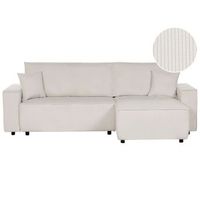 sofa cama esquinero de pana blanco crema funcion extraible respaldo tapizado con cojines adicionales izquierda abacka