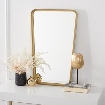 Espejo en hierro/vidrio/mdf, cepillado latón