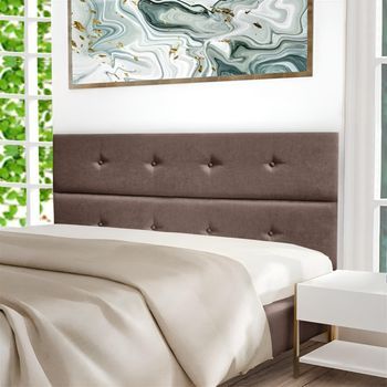 Cabecero Cama Moscú Largo Tapizado Tejido Antimanchas Marrón 200x125cm