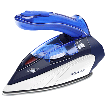 Aigostar Lucas - Plancha de Viaje Plancha Vapor, Asa plegable, Doble Voltaje 120V-240V, 1100W Plancha Ropa Vapor, Suela de acero inoxidable, Selector de Temperatura, Depósito 80ml