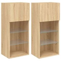 muebles de tv con luces led 2 uds roble sonoma 405x30x90 cm vidaxl