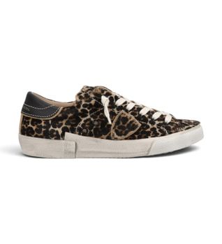 Philippe Model para mujer. PRLD Zapatillas de Piel Prsx Low marrón (40), Plano, Cordones, Casual, Animal print