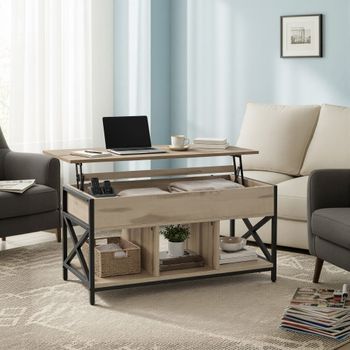 Mesa de centro con tablero elevable y marco de acero