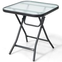 costway mesa de bistro para patio mesa de comedor cuadrada de 465 cm con marco antioxidante tapa de cristal templado para piscina balcon negro