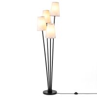 costway lampara de pie negra de cuatro luces estructura metalica pantalla de tela suave con interruptor de pedal para salon dormitorio 25 x 160 cm negro