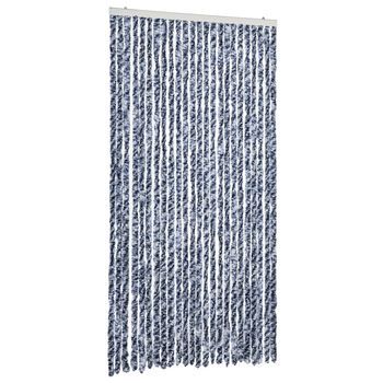 Cortina Antimoscas Chenilla Azul Y Blanco 100x200 Cm Vidaxl
