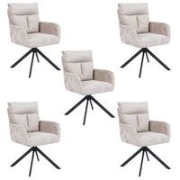 silla de comedor aluna de chenilla con reposabrazos - lote de 5 beige