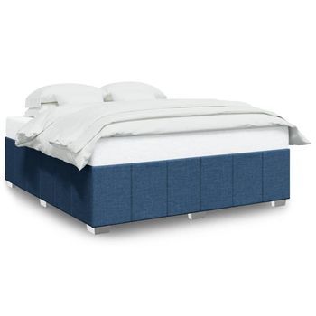 Cama Matrimonial | Cama Para Adulto | Cama Sin Colchón Tela Azul 200x200 Cm