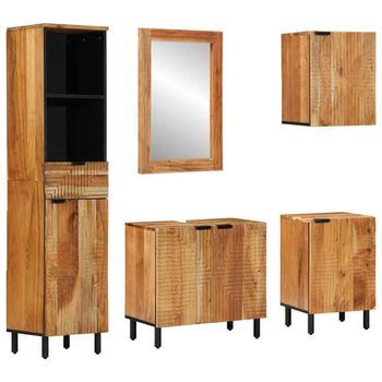 Juego De Muebles De Baño 5 Uds. Natural 38 X 33 X 160 Cm Vidaxl