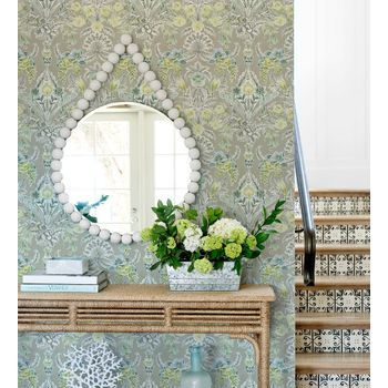 Papel Pintado Vinílico Ecológico De Flores Y Pájaros Estilo Inglés - Kensington Floral 680647 De Gaulan - Rollo De 10 M X 0,53 M