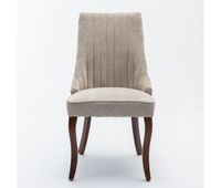 silla de comedor 2 uds - tapizada chenilla comoda con patas de madera curvadas - beige