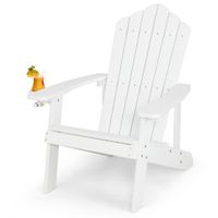 costway silla hips de exterior con portavasos grano de madera realista resistente a la intemperie para patio jardin terraza