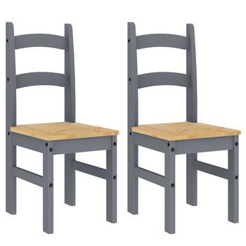 Sillas De Comedor 2 Uds Madera Maciza De Pino Gris 40x46x99 Cm Vidaxl