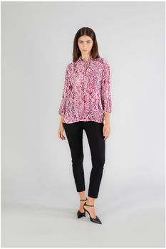 blusa con mangas abullonadas en estampado marroquí paisley azalea s