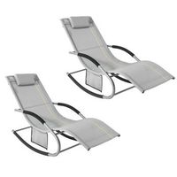 sobuy set 2 tumbonas reclinables exterior 150 kg con almohada y bolsillos laterales ogs28-hgx2