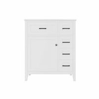 mueble de bano 76x46x90 cm - 4 cajones silenciosos puerta con estantes lavabo ceramico integrado tiradores negros - blanco