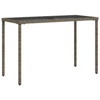 mesa de jardin  mesa de exterior superficie de vidrio ratan pe gris 115x54x74 cm