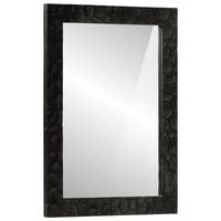 espejo de bano madera maciza mango y vidrio negro 50x70x25 cm vidaxl