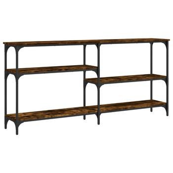 Mesa Consola | Mesa De Entrada | Mesa Auxiliar Madera De Ingeniería Roble Ahumado 160x29x75 Cm