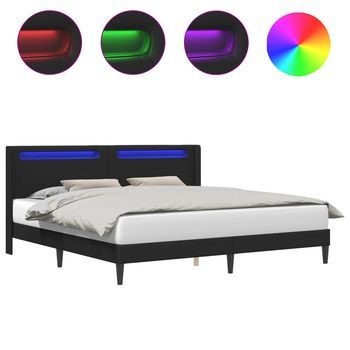 Estructura De Cama Negro 200 X200 Cm Cuero Sintético Vidaxl