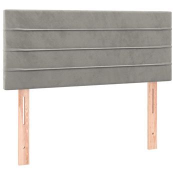 Cabecero Cama Mueble De Dormitorio Con Led De Terciopelo Claro 100 X 5 X 78/88 Cm Gris M02_0001391