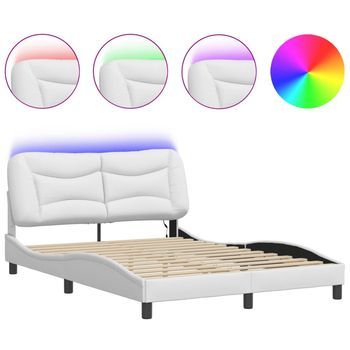Estructura De Cama Con Led Sin Colchón Hvar Blanco 140x200 Cm Vidaxl