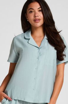 Hunkemöller Chaqueta de pijama Crinkled Azul
