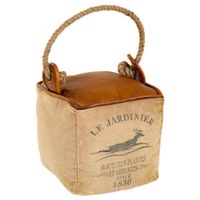 tope de puerta de piel y cuerda marron oscuro 20x20x20 cm