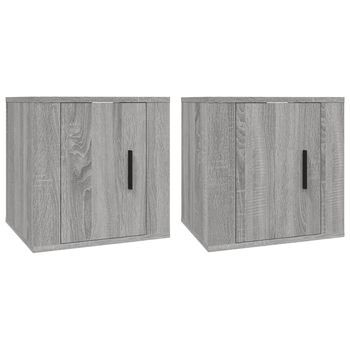 2 Uds Muebles Tv De Pared | Mueble De Salón | Armario Tv Gris Sonoma 40x34,5x40 Cm