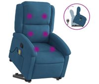 vidaxl sillon reclinable de masaje elevable terciopelo azul
