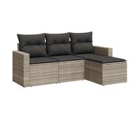 vidaxl set de sofas de jardin 4 pzas y cojines ratan sintetico gris