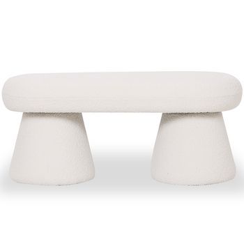 Banco Estilo Moderno Tapizado En Tela Bouclé - Kurt Blanco