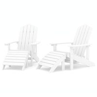 pack 2 uds sillas de jardin  silla de exterior  sillon adirondack con reposapies hdpe blanco