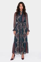 vestido largo estampado con volante multidenim scarf s