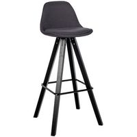 taburete de bar trona x1 reposapies estilo escandinavo en tela gris oscuro cuadrado estructura de madera negra 100004641